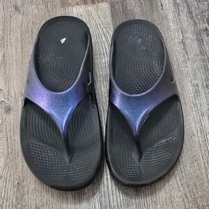 FANTURE Sandals Unisex Sz 38 Arch Support Flip Flops Thong Pain Relief Metallic